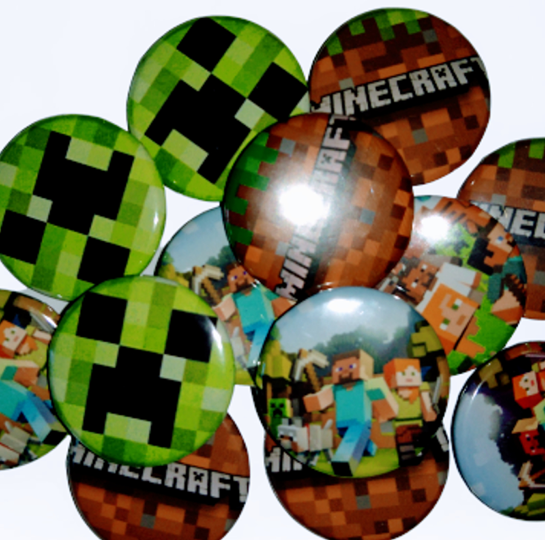 spille magneti personalizzabili regalini fine festa compleanno bambini minecraft