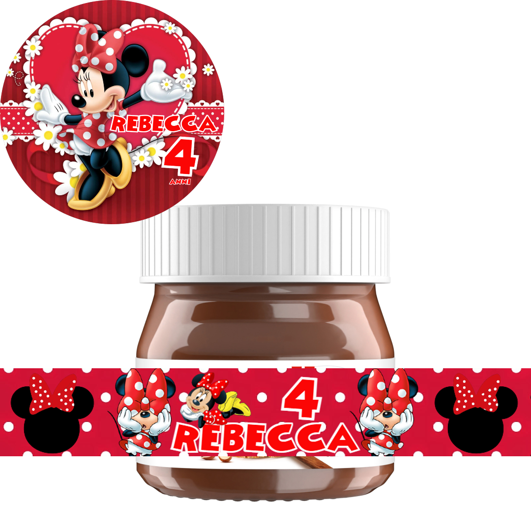 mini vasetto piccolo nutella personalizzabile regalini fine festa compleanno a tema Minnie