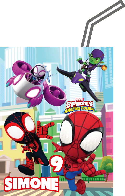 adesivi brick succo di frutta 200 ml personalizzate spidey fantastici amici