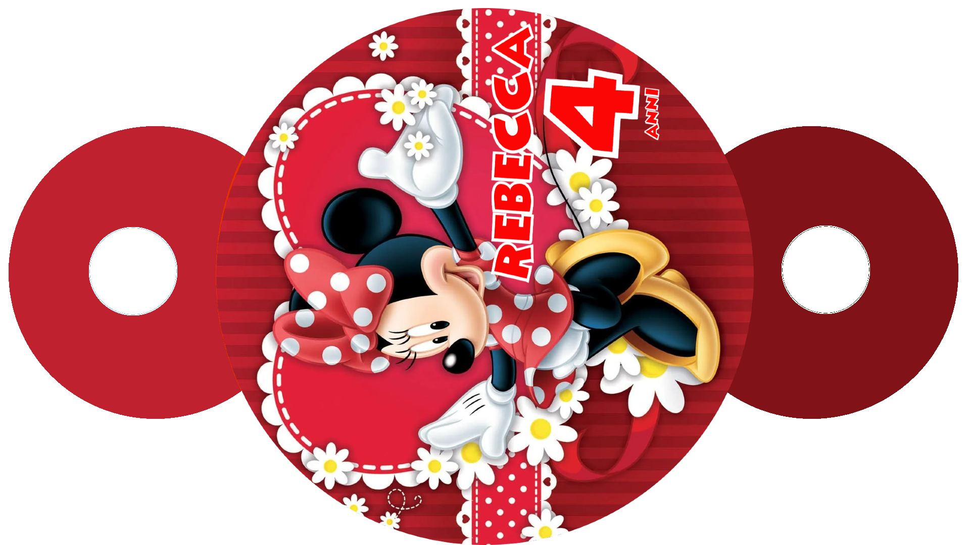 cannuccia personalizzata addobbi festa compleanno Minnie topolina rossa