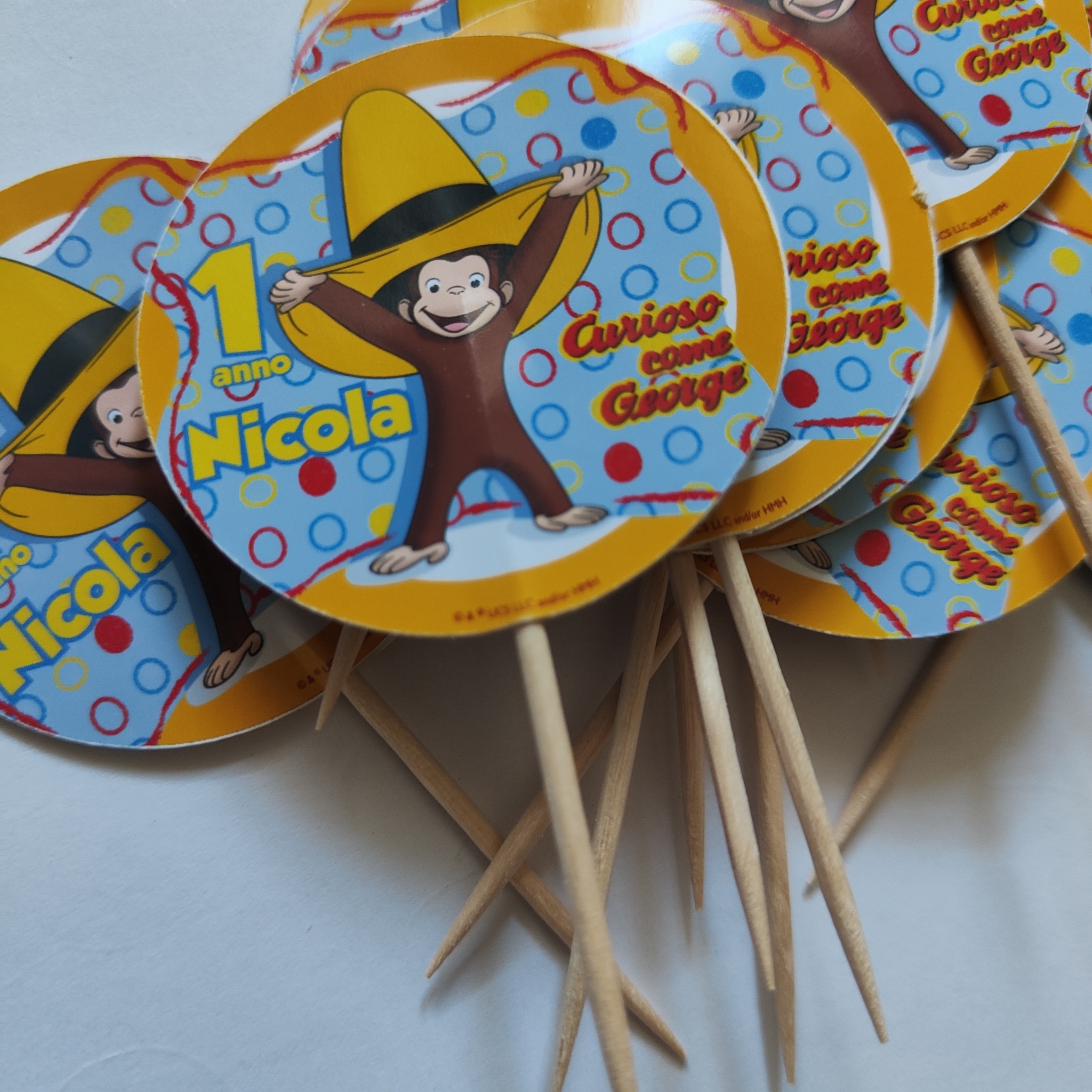 bandierine Curioso come George decorazioni torte topper Plum cake statuine Tortini
