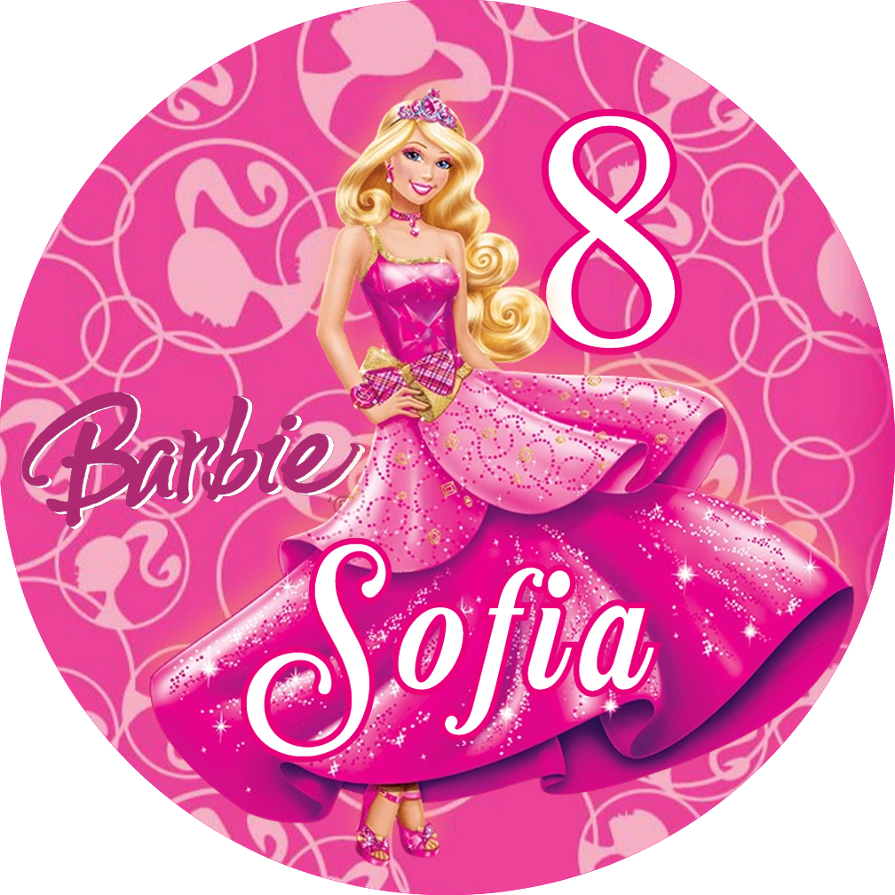 Adesivo personalizzato cialda torta polistirolo scenografica barbie