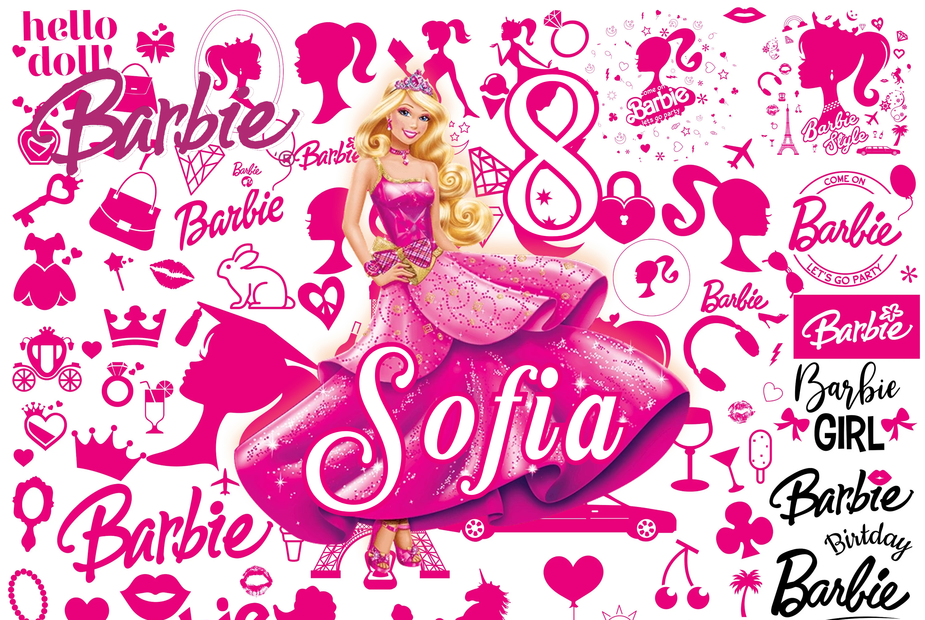 bolle di sapone etichette adesive personalizzabili barbie bianco