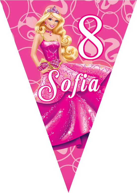 festone bandierine triangolari festa compleanno personalizzato barbie rosa