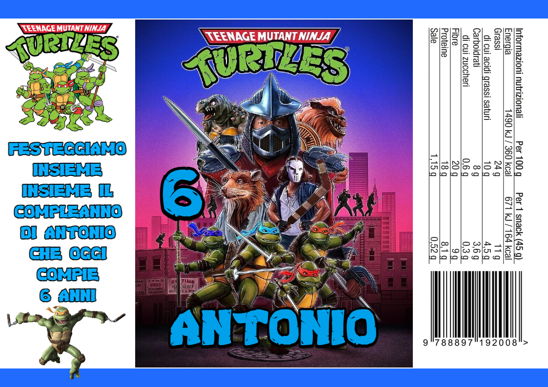 patatina sacchetti buste patatine piccole personalizzabili con nome festa compleanno a tema tartarughe ninja turtle