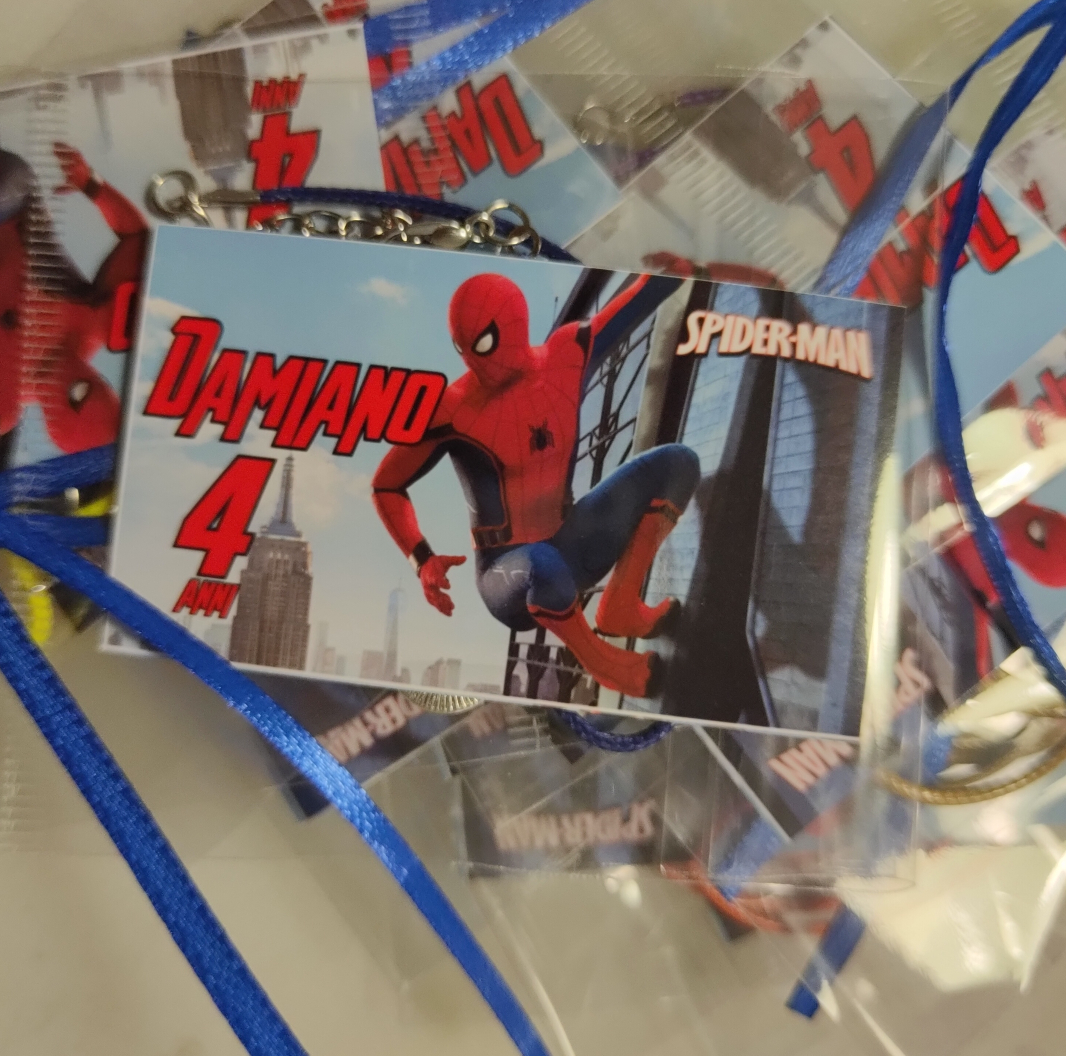 Collanine ciondolo cabochon personalizzabili regalini festa spiderman confezione regalo