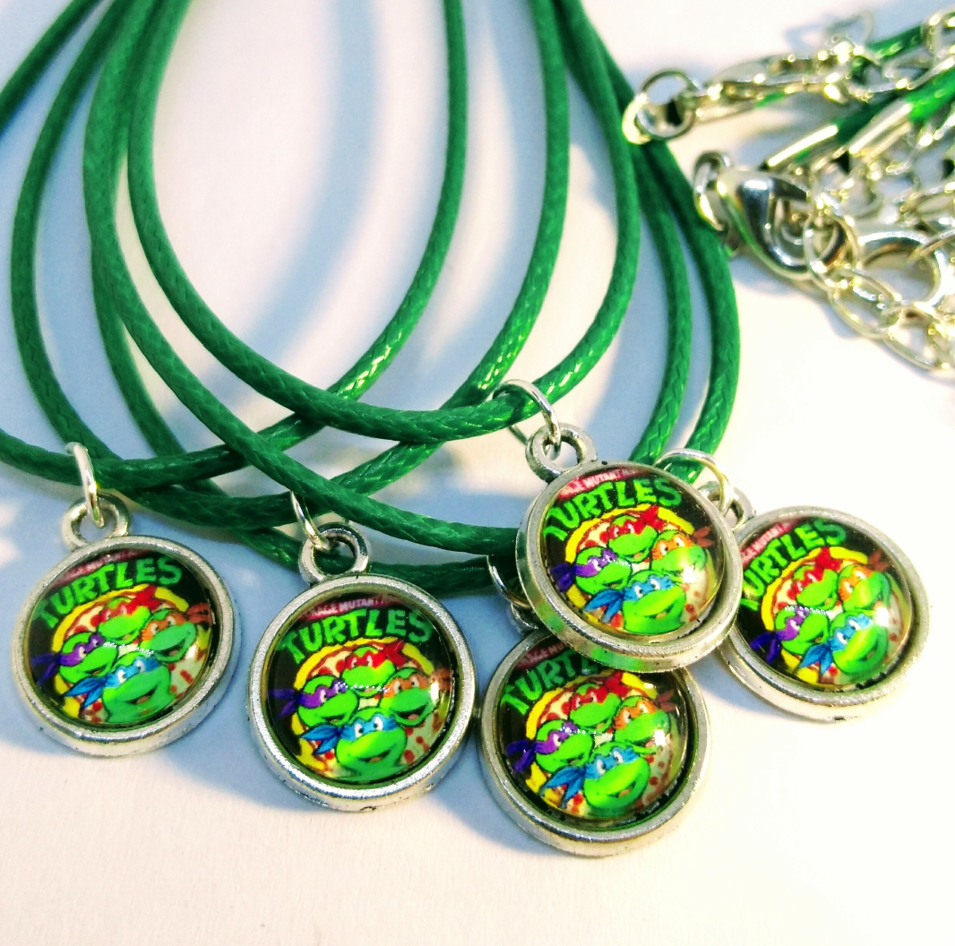 Collanine ciondolo cabochon personalizzabili regalini festa tartarughe ninja turtle