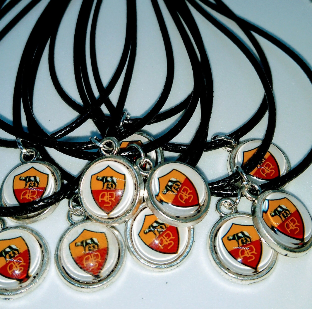 Collanine ciondolo cabochon personalizzabili regalini festa roma calcio
