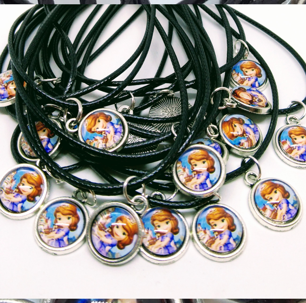 Collanine ciondolo cabochon personalizzabili regalini festa principessa sofia