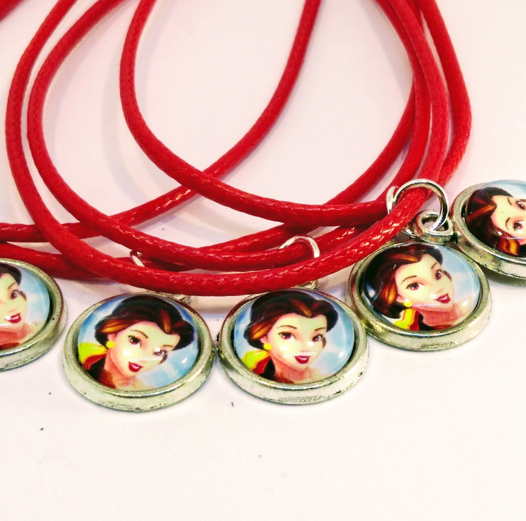 Collanine ciondolo cabochon personalizzabili regalini festa bella e la bestia