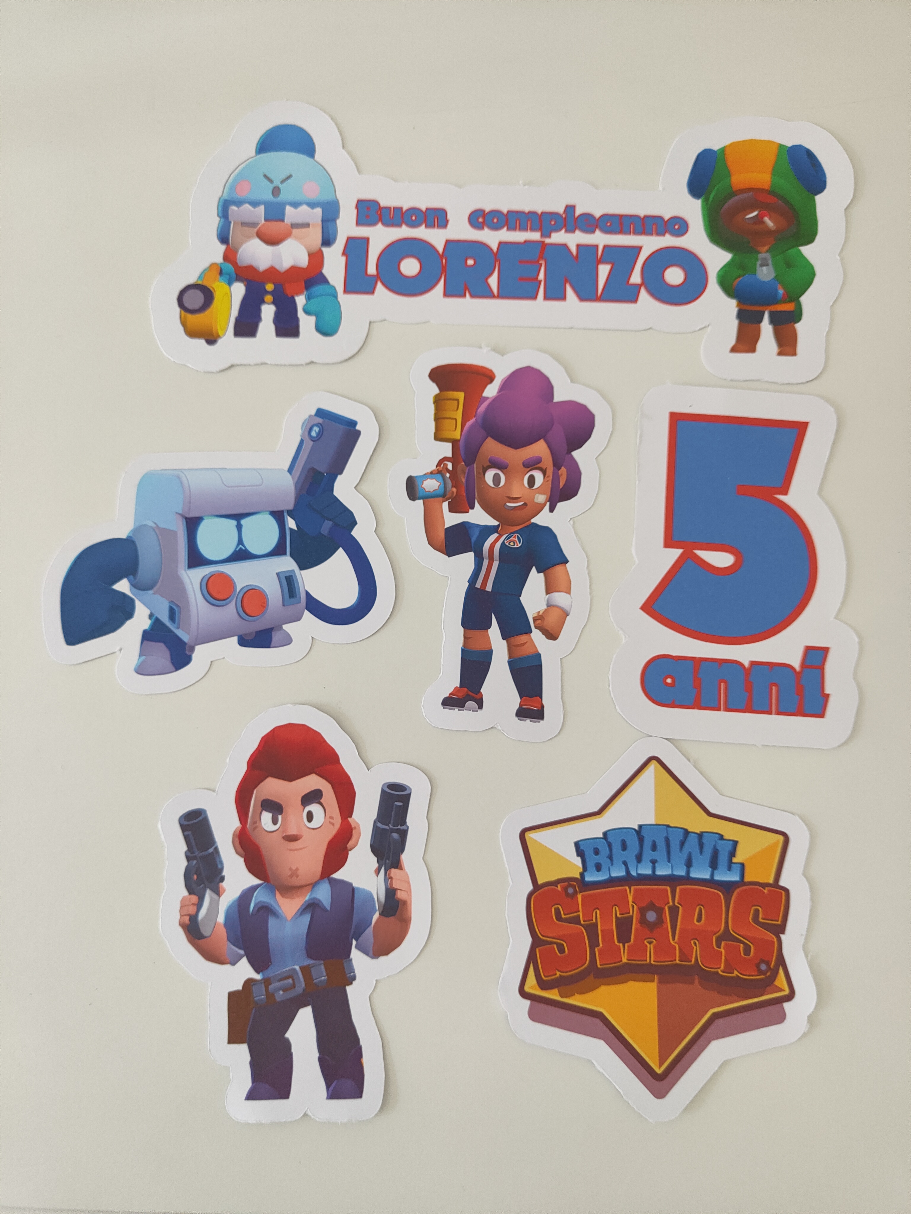 topper cake sagome personaggi brawl stars decora torta compleanno scritta nome personalizzato