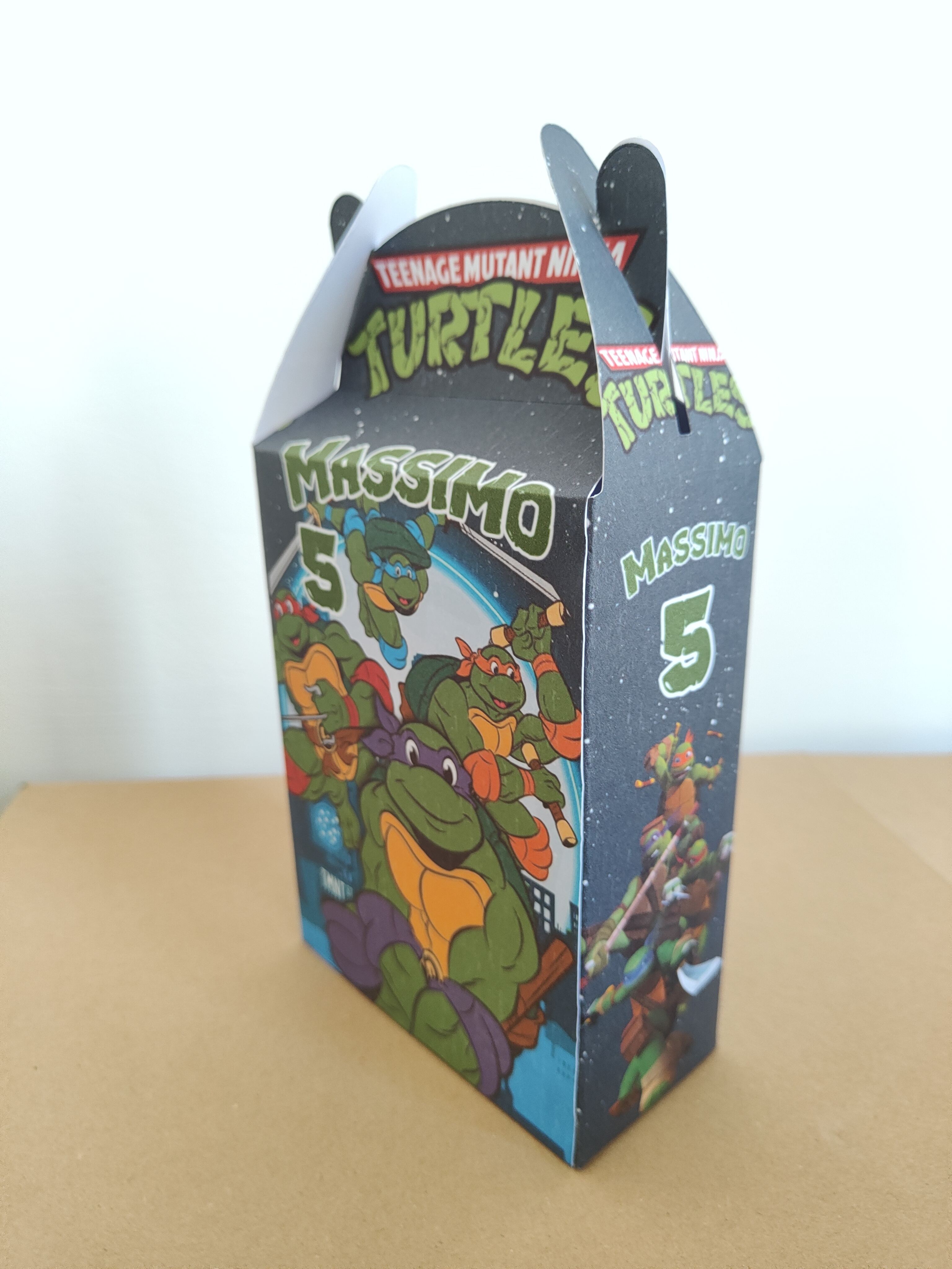 scatola grande 12 happy meal porta merenda personalizzabile tartarughe ninja turtle