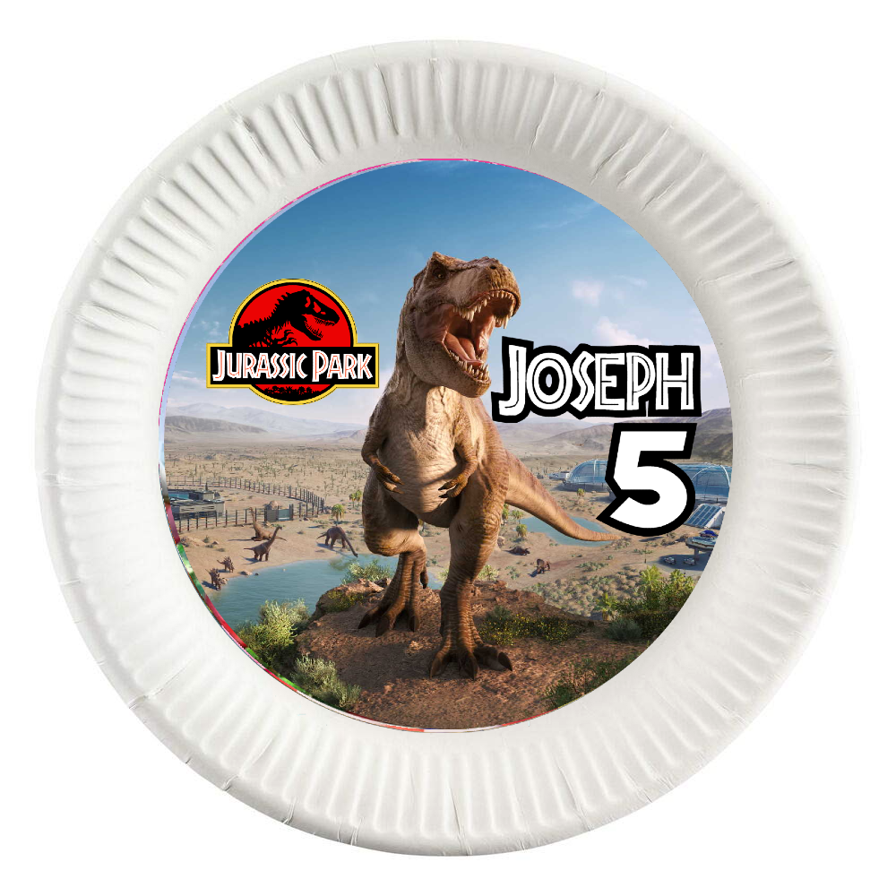 dischi tondi inserire nei piatti personalizzati kit festa compleanno addobbi decorazioni dinosauri jurassic world