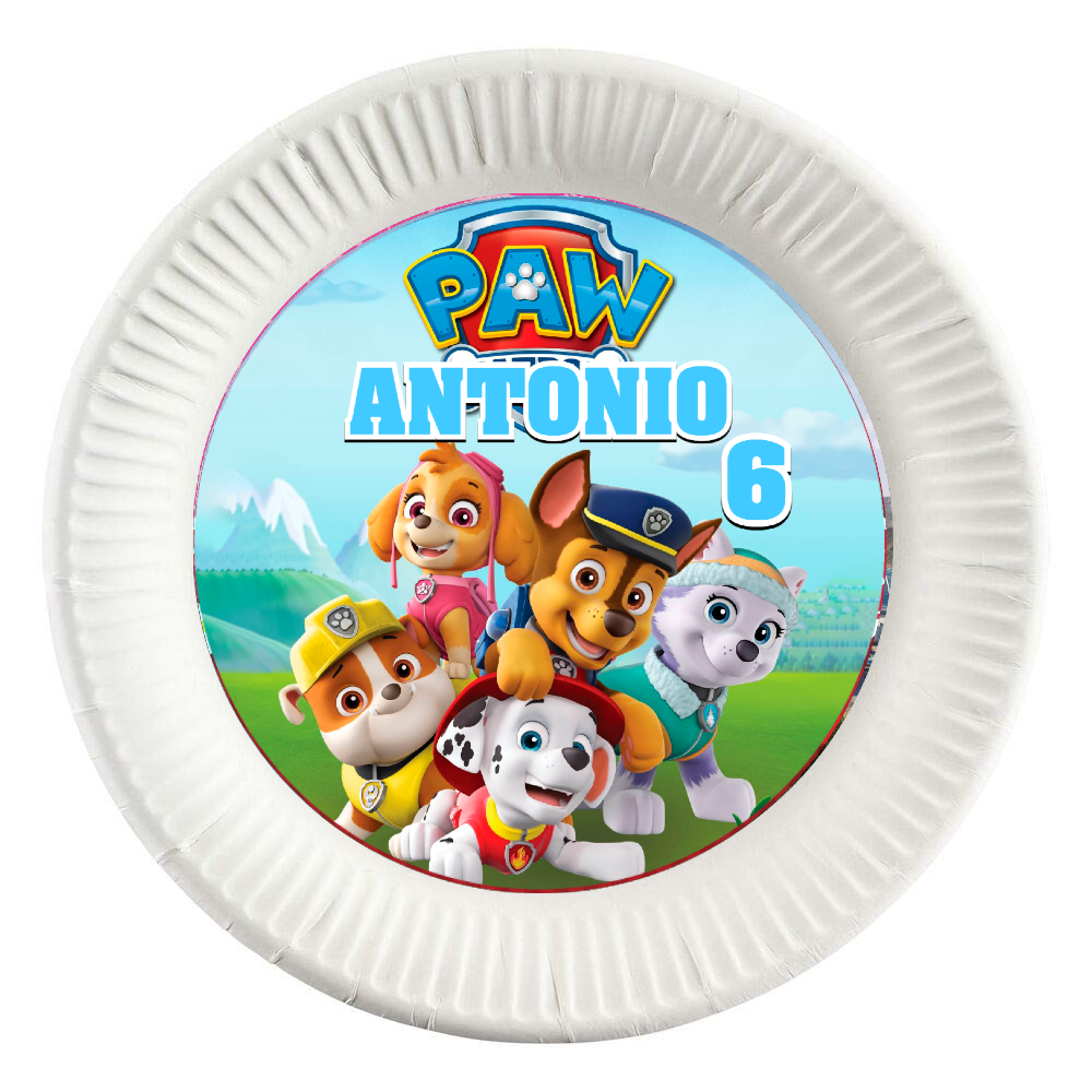 dischi tondi inserire nei piatti personalizzati kit festa compleanno addobbi decorazioni paw patrol
