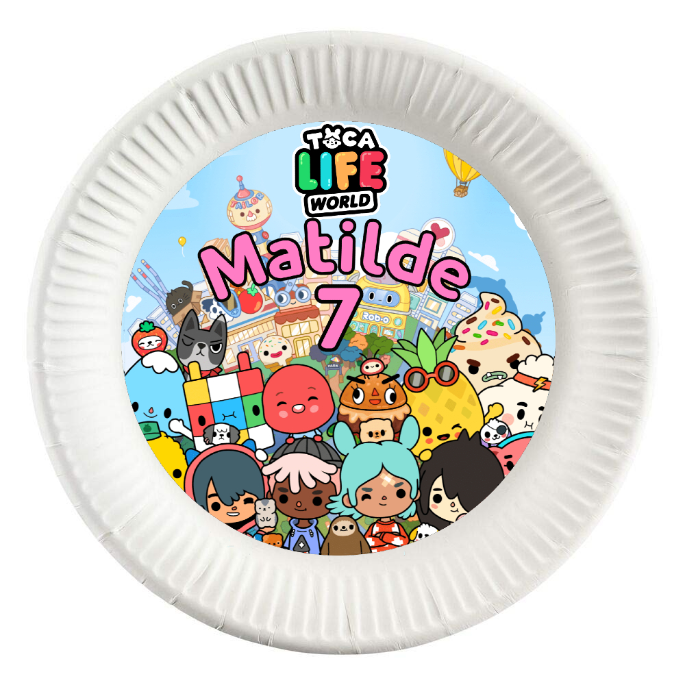 dischi tondi inserire nei piatti personalizzati kit festa compleanno addobbi decorazioni tocaboca life world