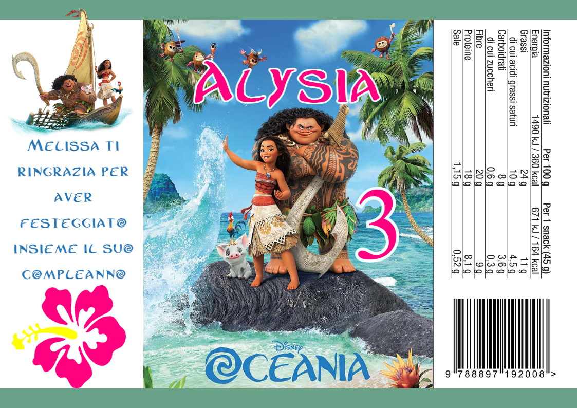 sacchetti buste patatine piccole personalizzate addobbi decorazioni festa compleanno oceania vaiana disney