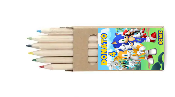 set matite colorate personalizzate sonic regalini fine festa compleanno