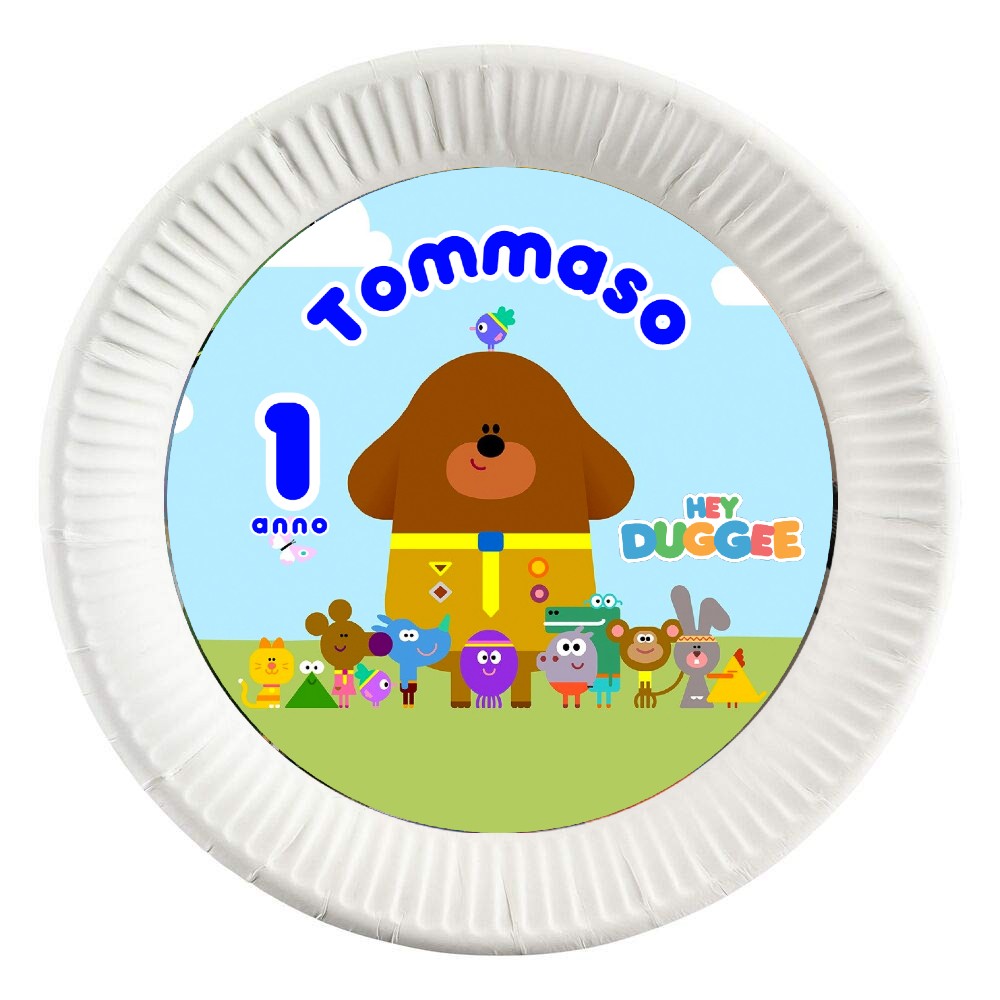 dischi tondi inserire nei piatti personalizzati kit festa compleanno addobbi decorazioni hey duggee