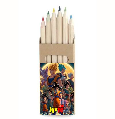 set matite colorate personalizzate animali fattoria regalini fine festa compleanno dragon ball