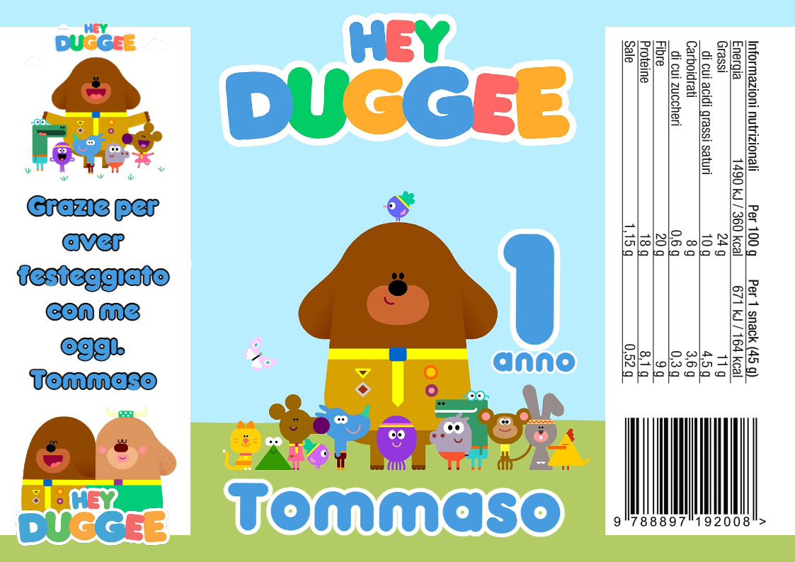 buste bustine sacchetti per patatine piccole festa personalizzate hey duggee