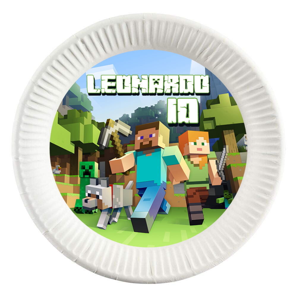 dischi tondi inserire nei piatti personalizzati kit festa compleanno addobbi decorazioni Minecraft