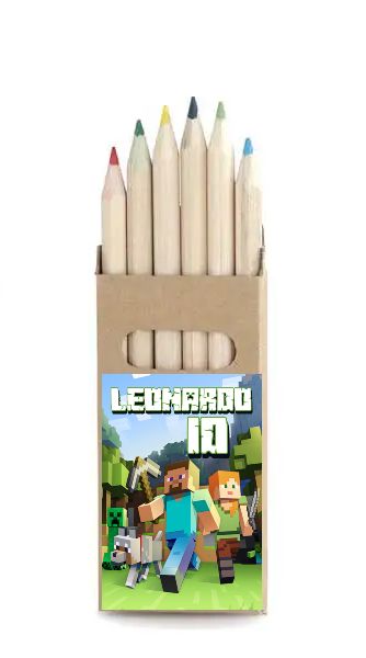 set matite colori personalizzate animali fattoria regalini fine festa compleanno Minecraft