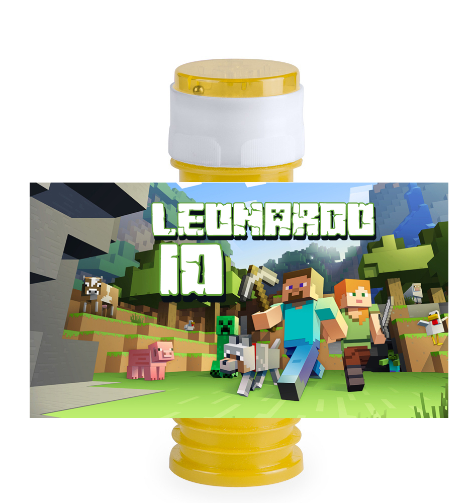 etichetta adesivi bolle di sapone personalizza decorazione festa compleanno Minecraft