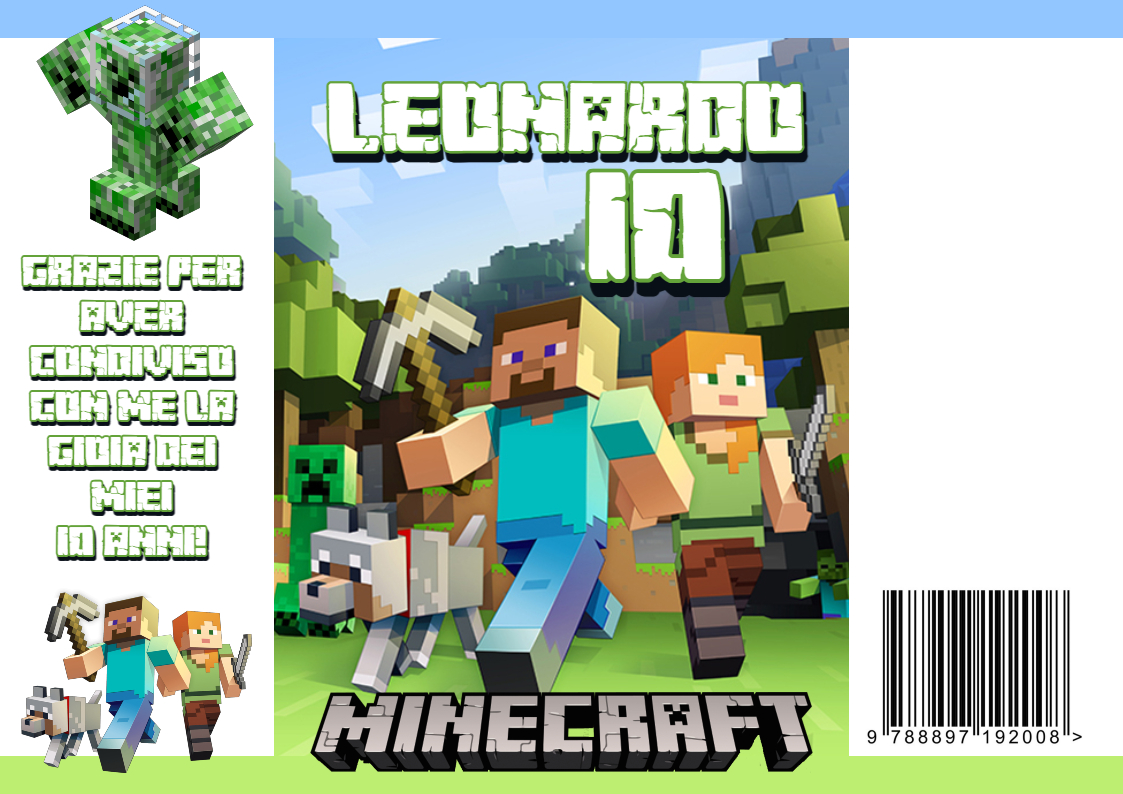 bustina sacchetto regalo personalizzato per feste di compleanno a tema minecraft