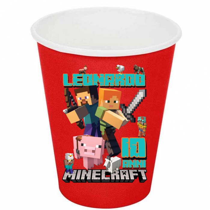 Adesivi Bicchieri scatoline regalo personalizza decorazioni addobbi festa compleanno Minecraft