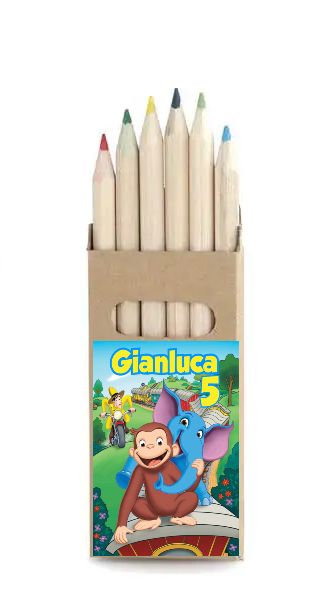 set matite colori personalizzate animali fattoria regalini fine festa compleanno scimmietta curioso come george