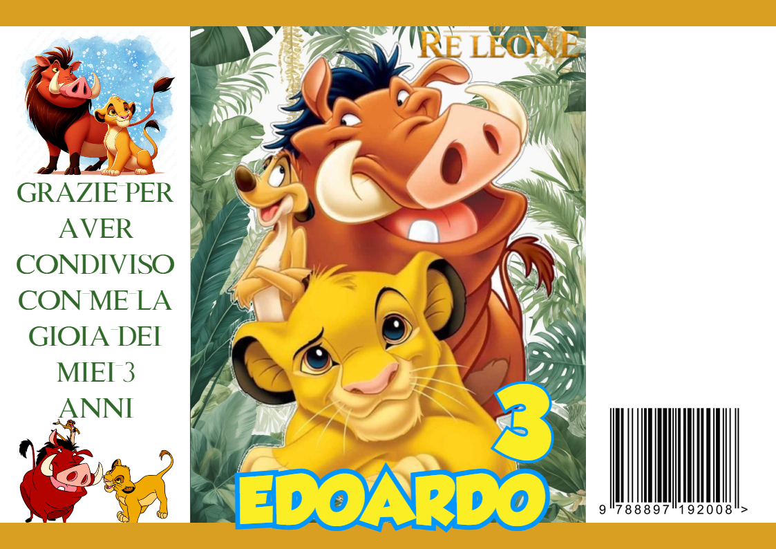 bustina sacchetto regalo Simba re leone personalizza festa