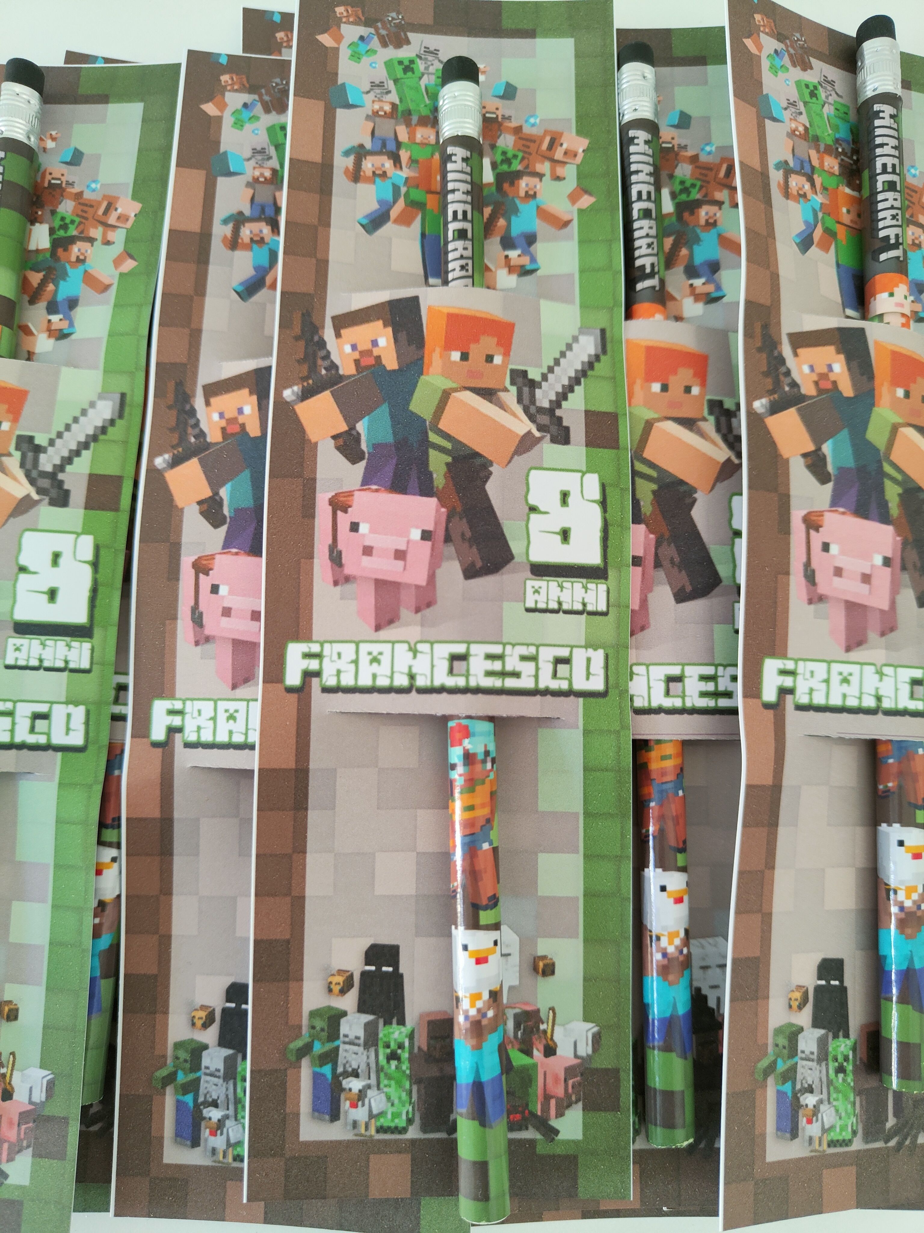 Matite segnaposto Minecraft con nome regali festa personalizzati