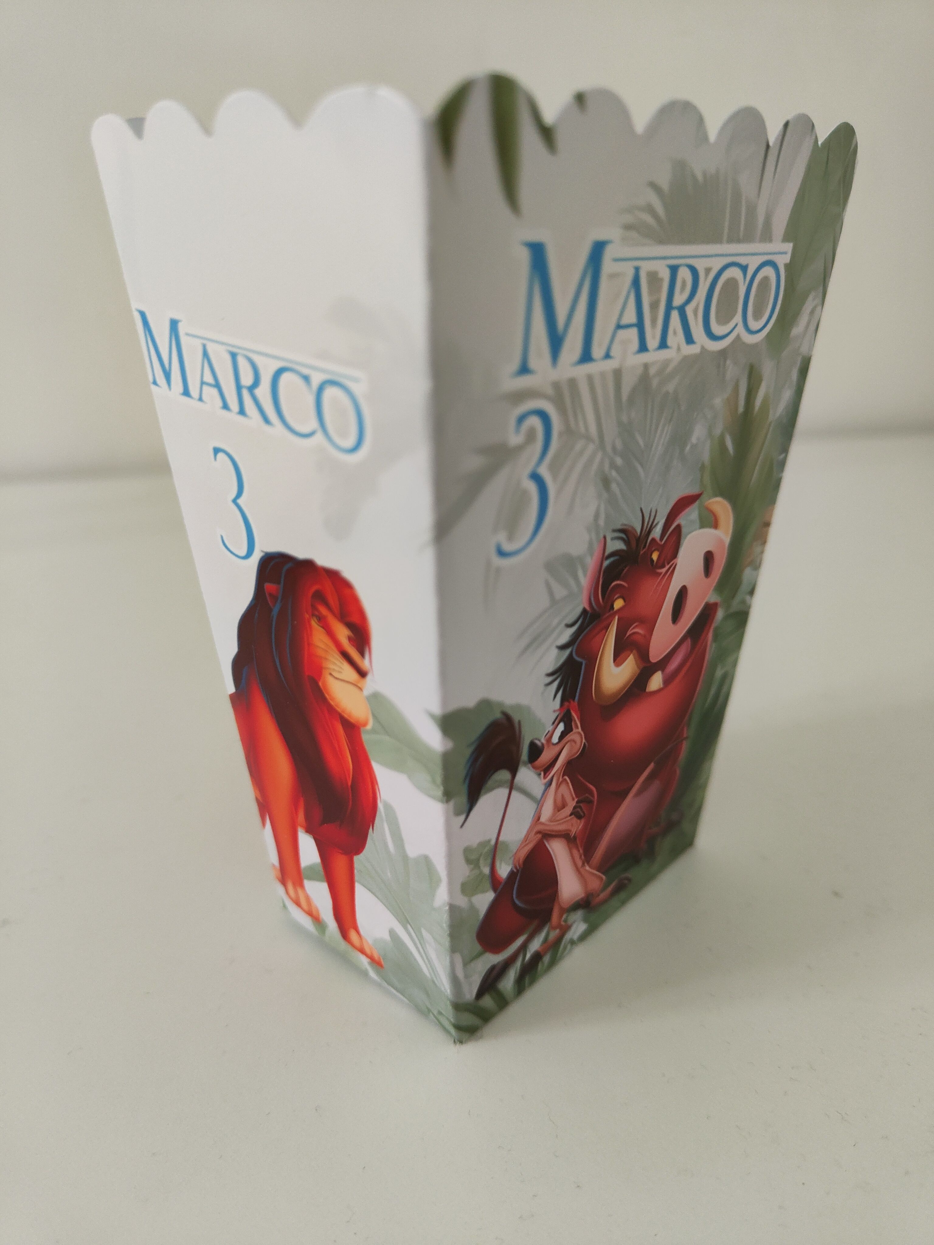 scatolina popcorn personalizzata festa compleanno simba re leone