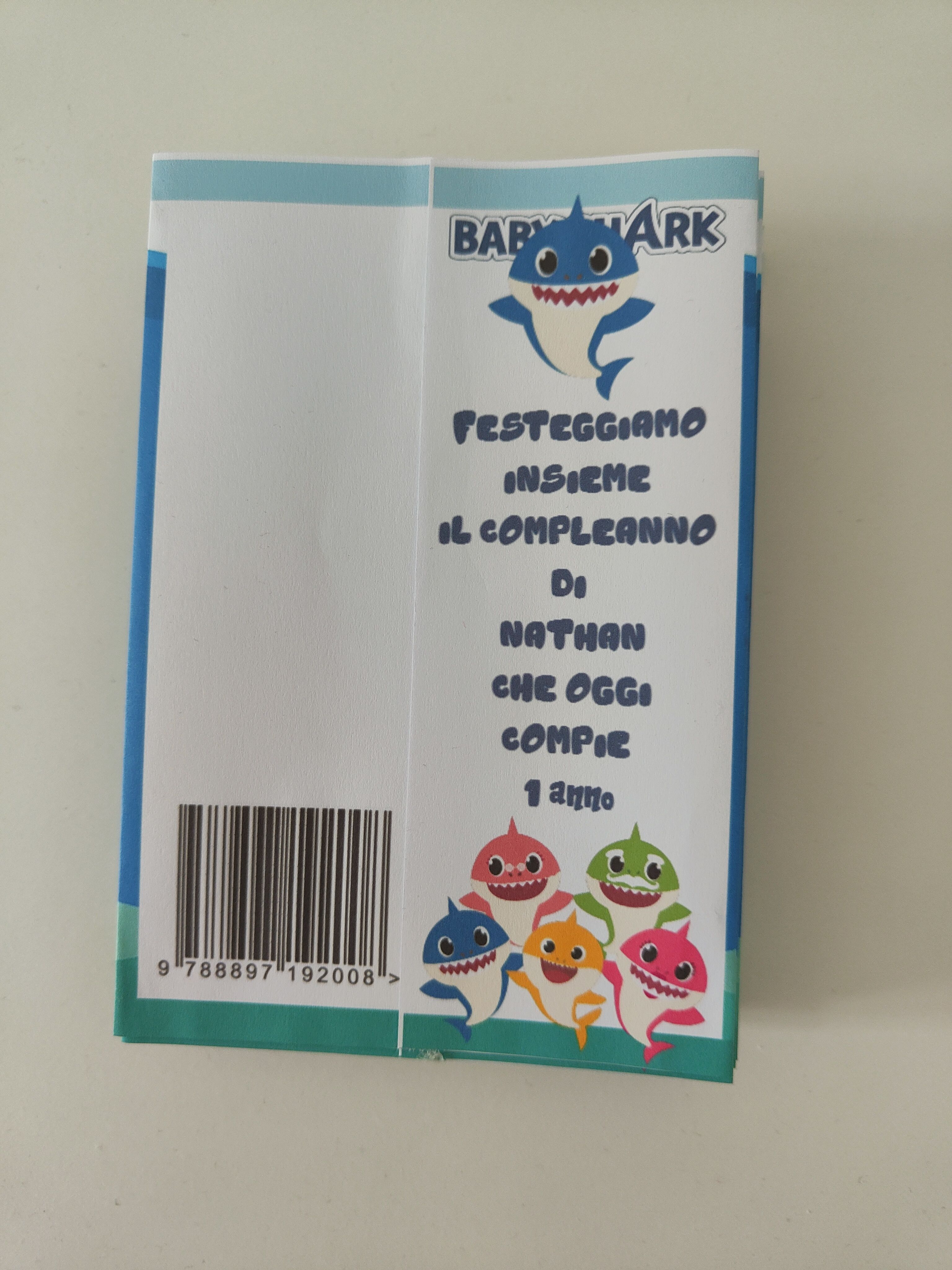 bustina sacchetto regalo baby shark personalizza festa