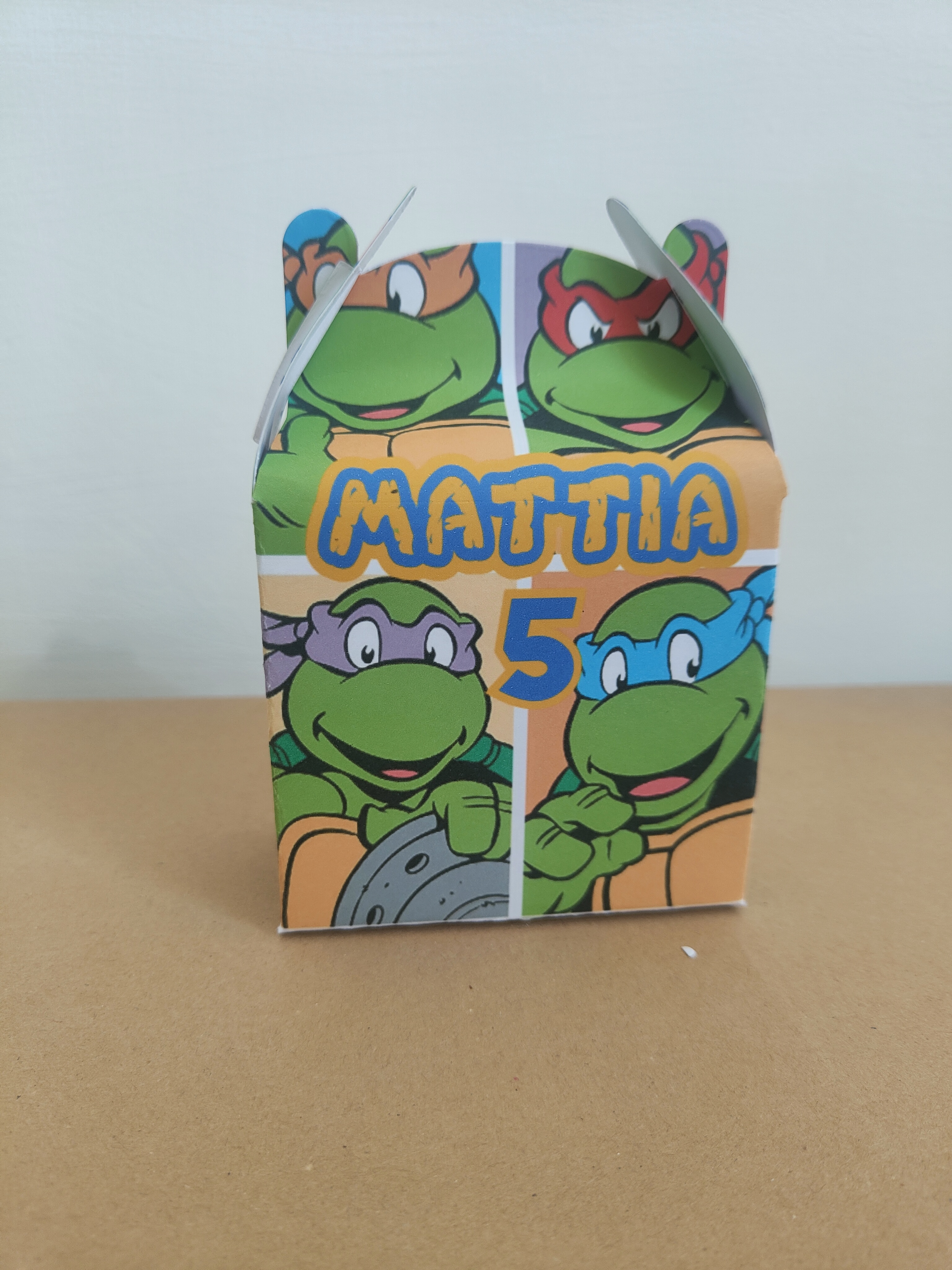 scatolina personalizzabile porta confetti bomboniera festa tartarughe ninja turtle