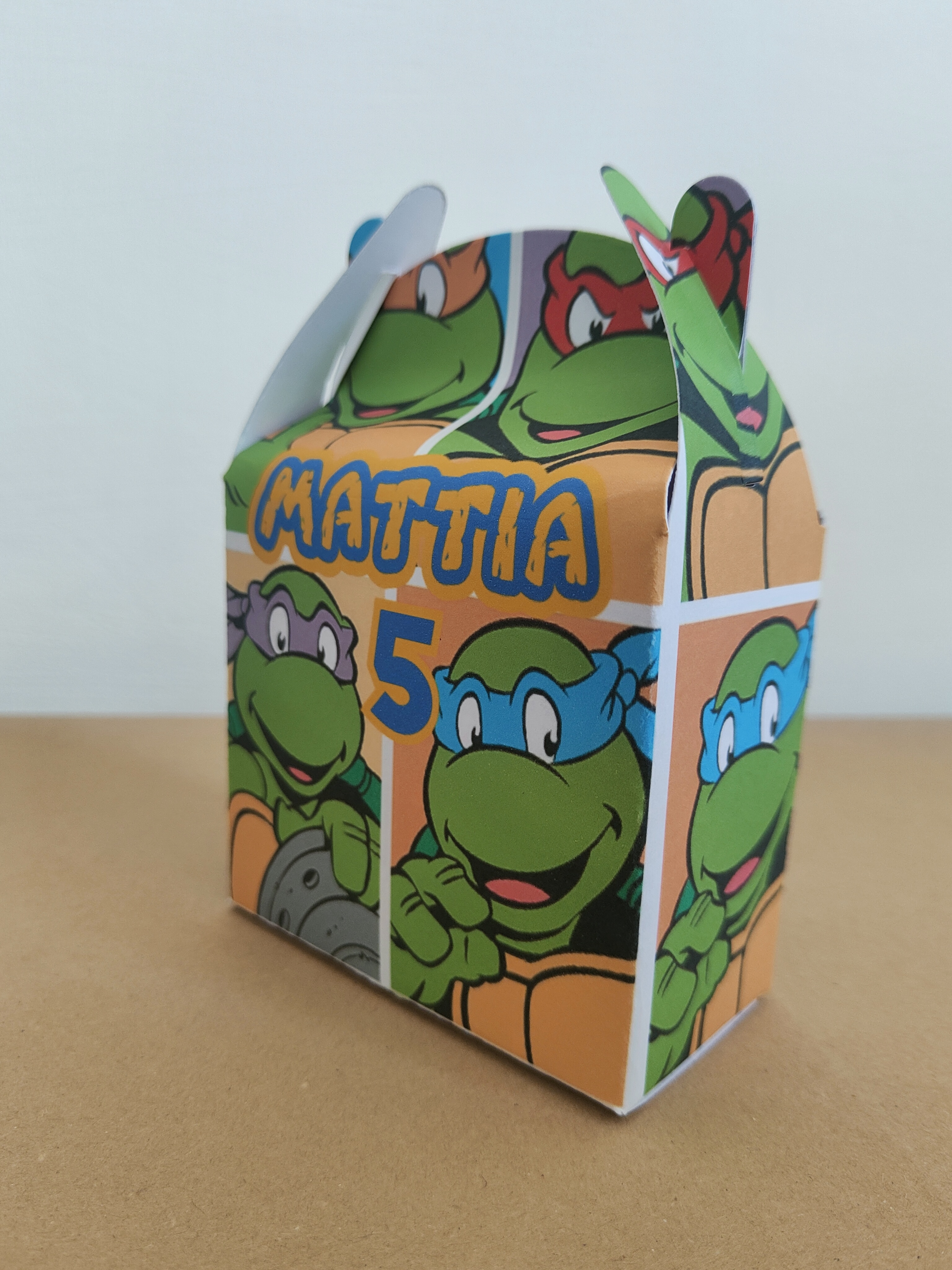scatolina personalizzabile porta confetti bomboniera festa tartarughe ninja turtle