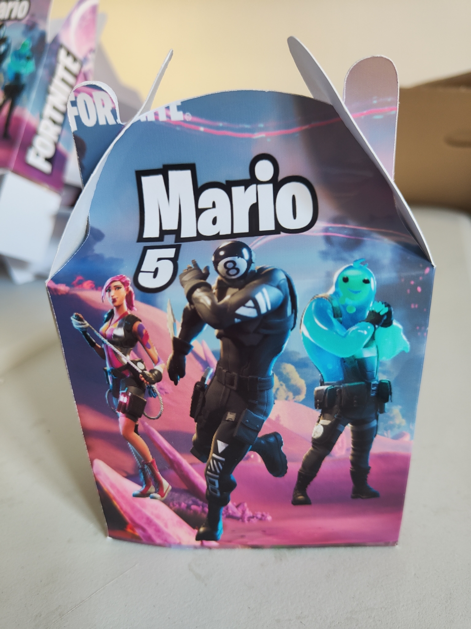 scatolina personalizzabile porta confetti bomboniera festa fortnite