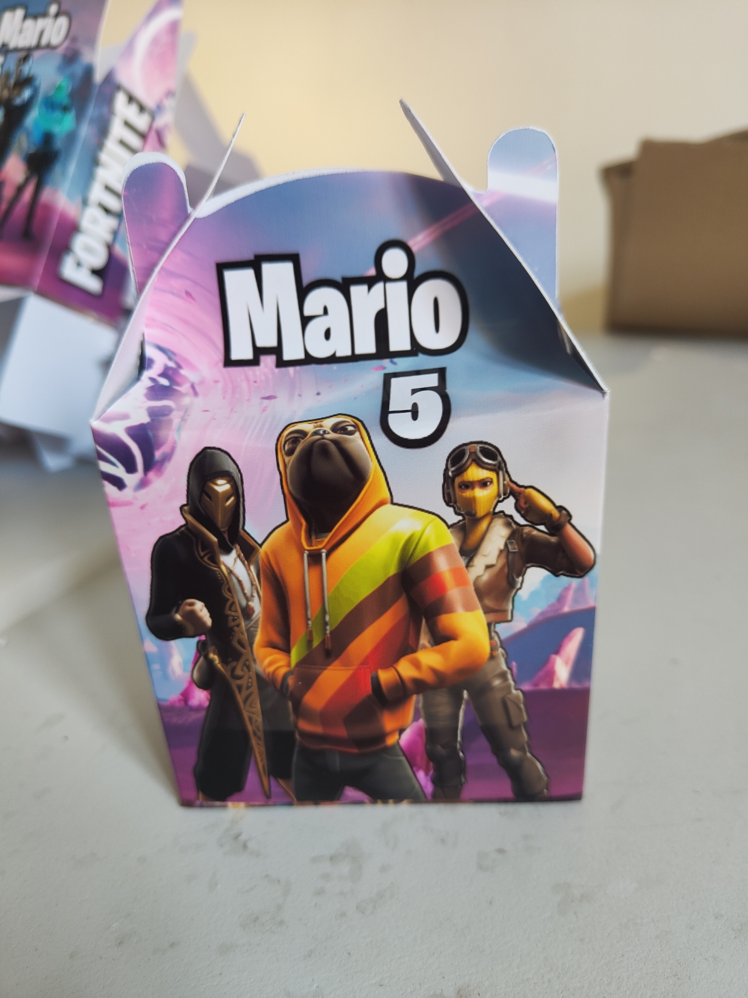 scatolina personalizzabile porta confetti bomboniera festa fortnite