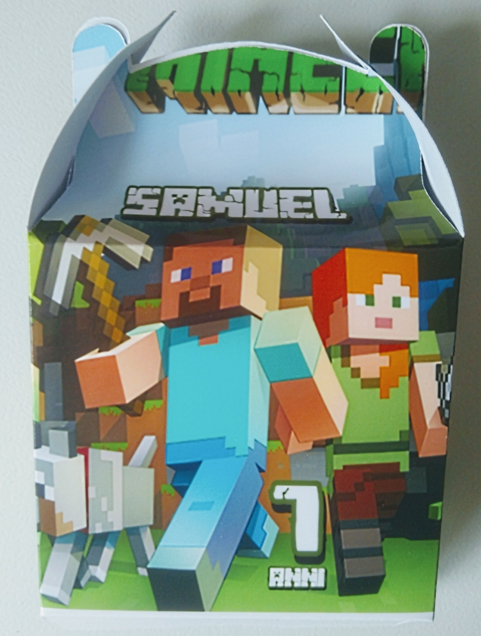 scatoline personalizzate minecraft porta regalini confetti bomboniera festa a tema