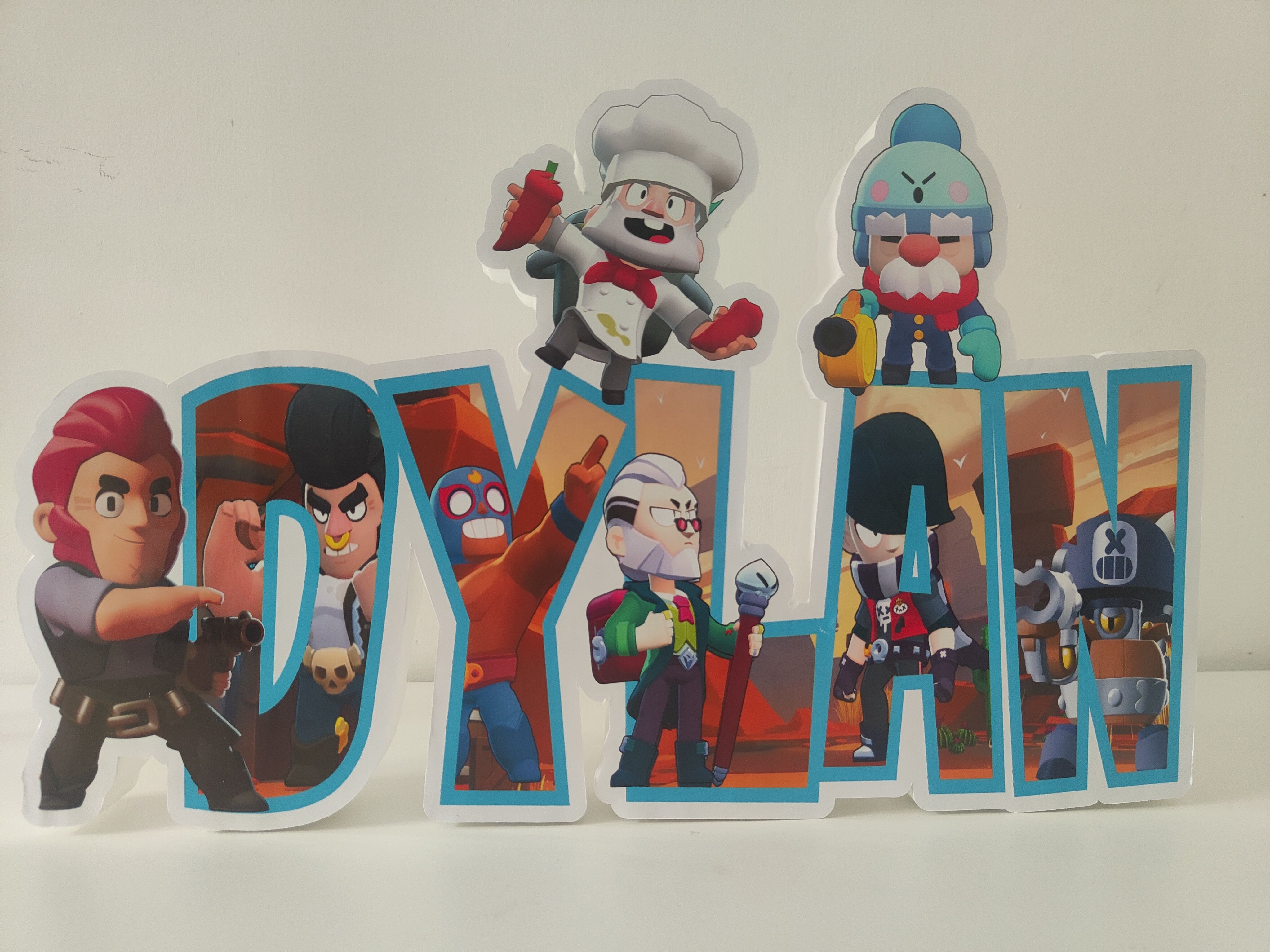 sagoma scritta nome in polistirolo centro tavola personalizzata brawl stars