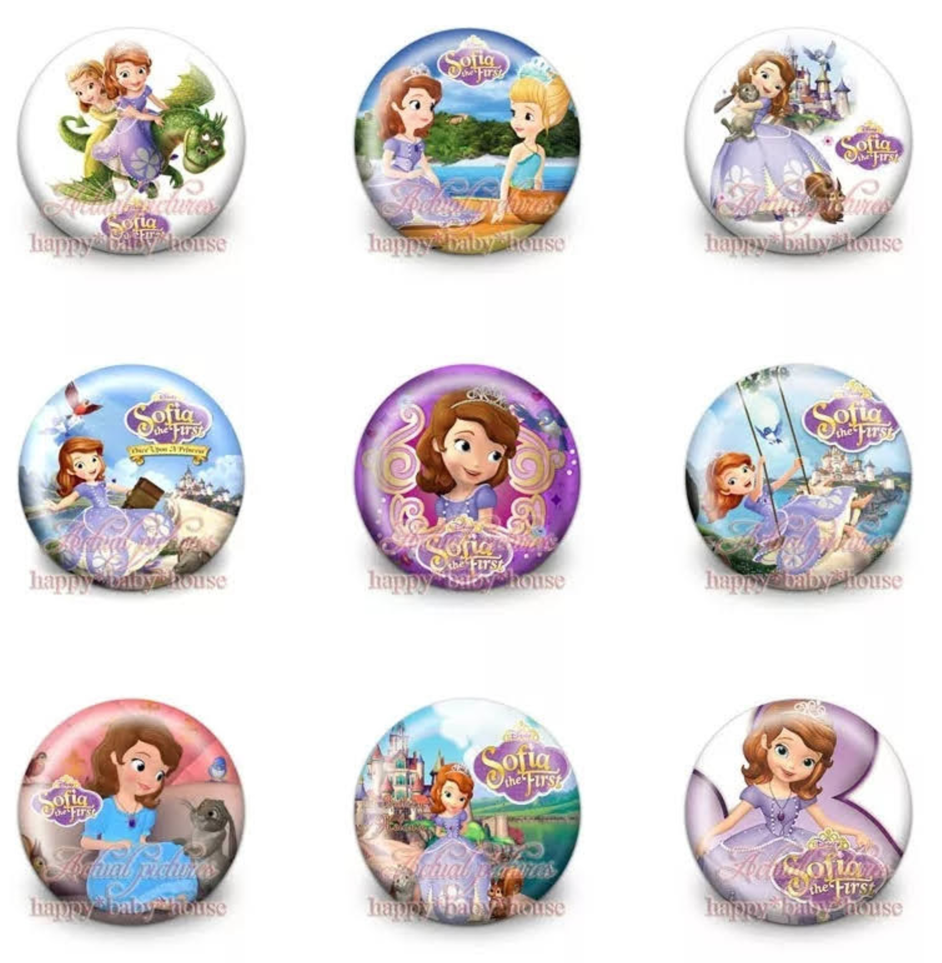 magneti personalizzabili regalini fine festa compleanno bambini principessa sofia