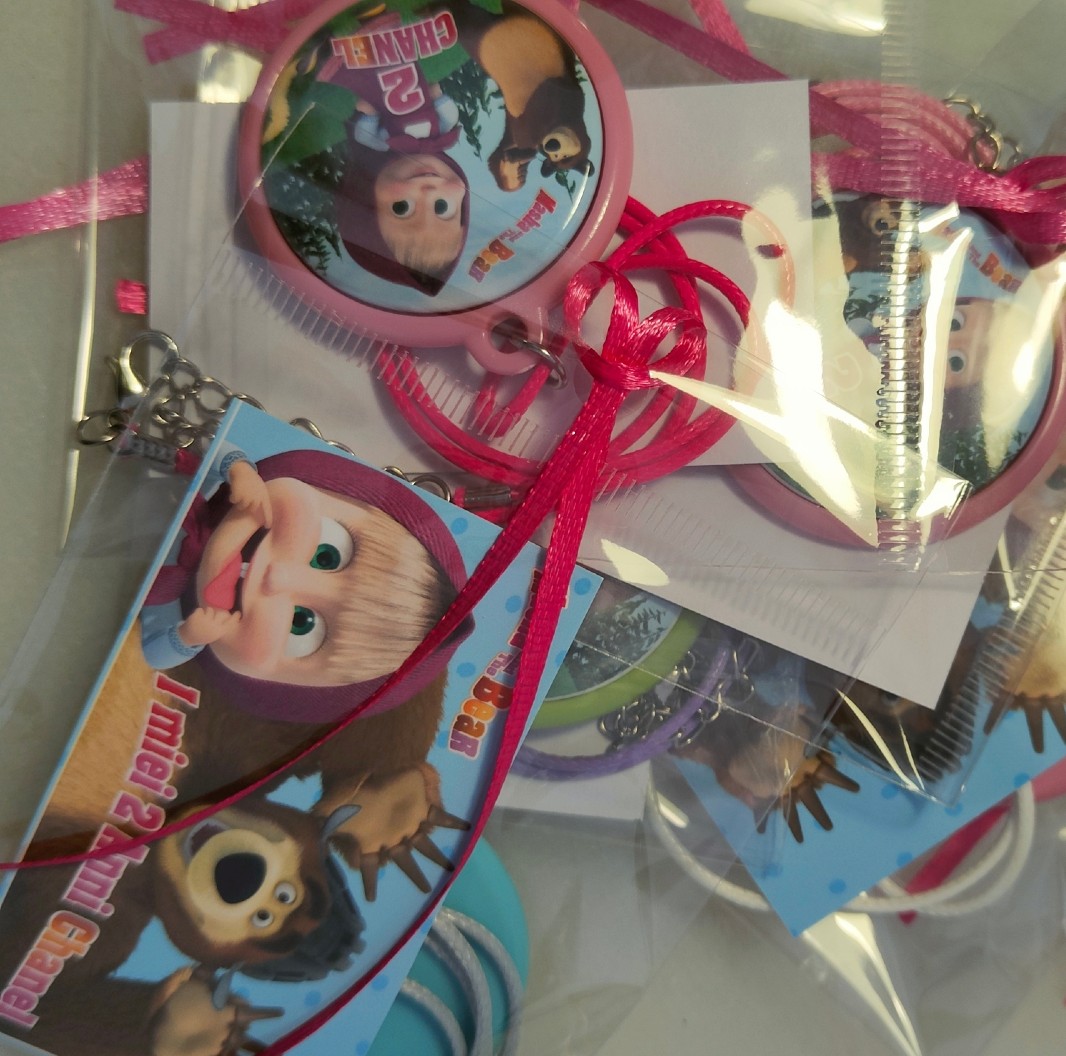 Collane ciondolo personalizzabile regalini fine festa a tema mascia e orso