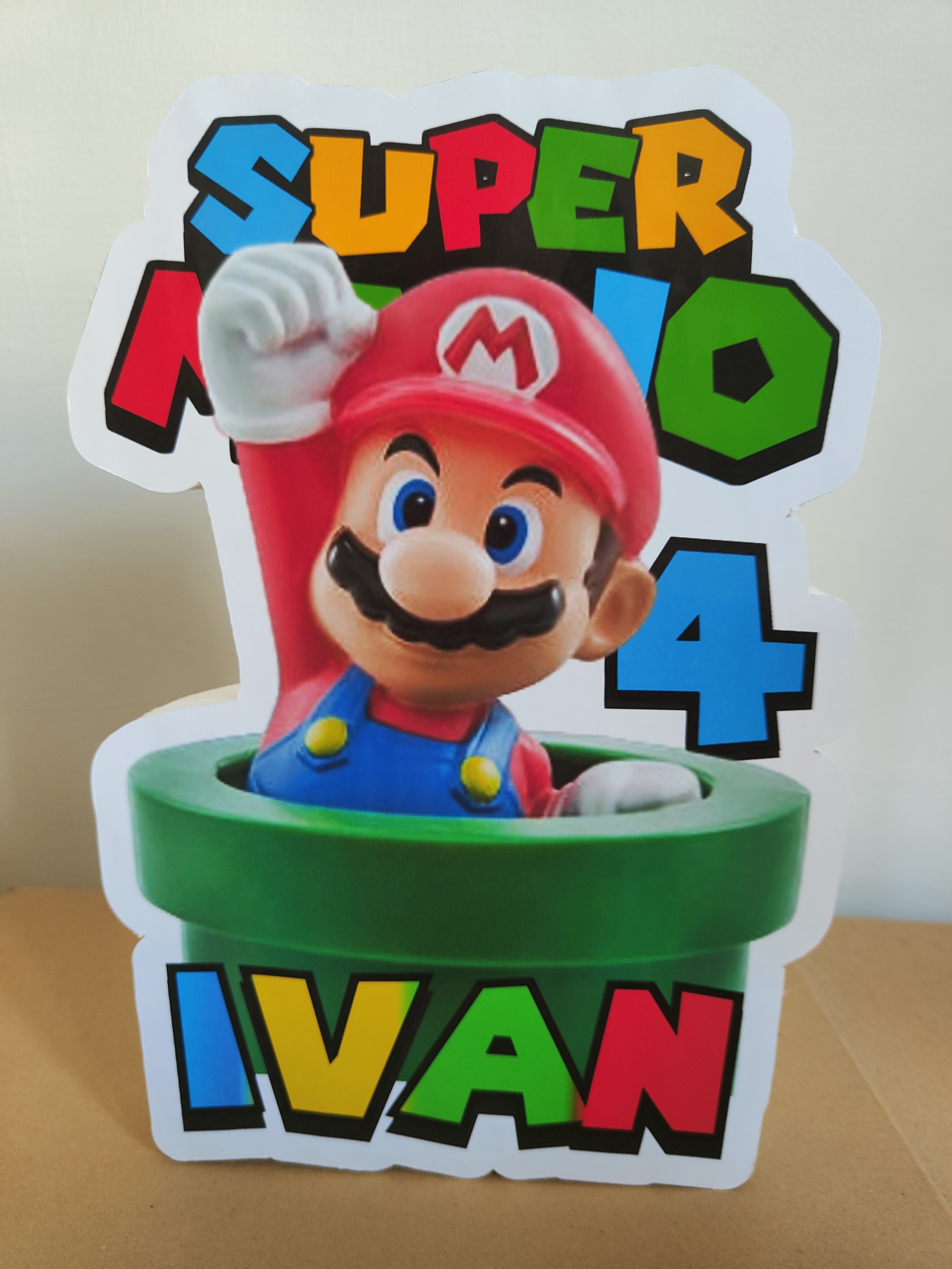 sagoma scritta nome in polistirolo centro tavola personalizzata super mario bros