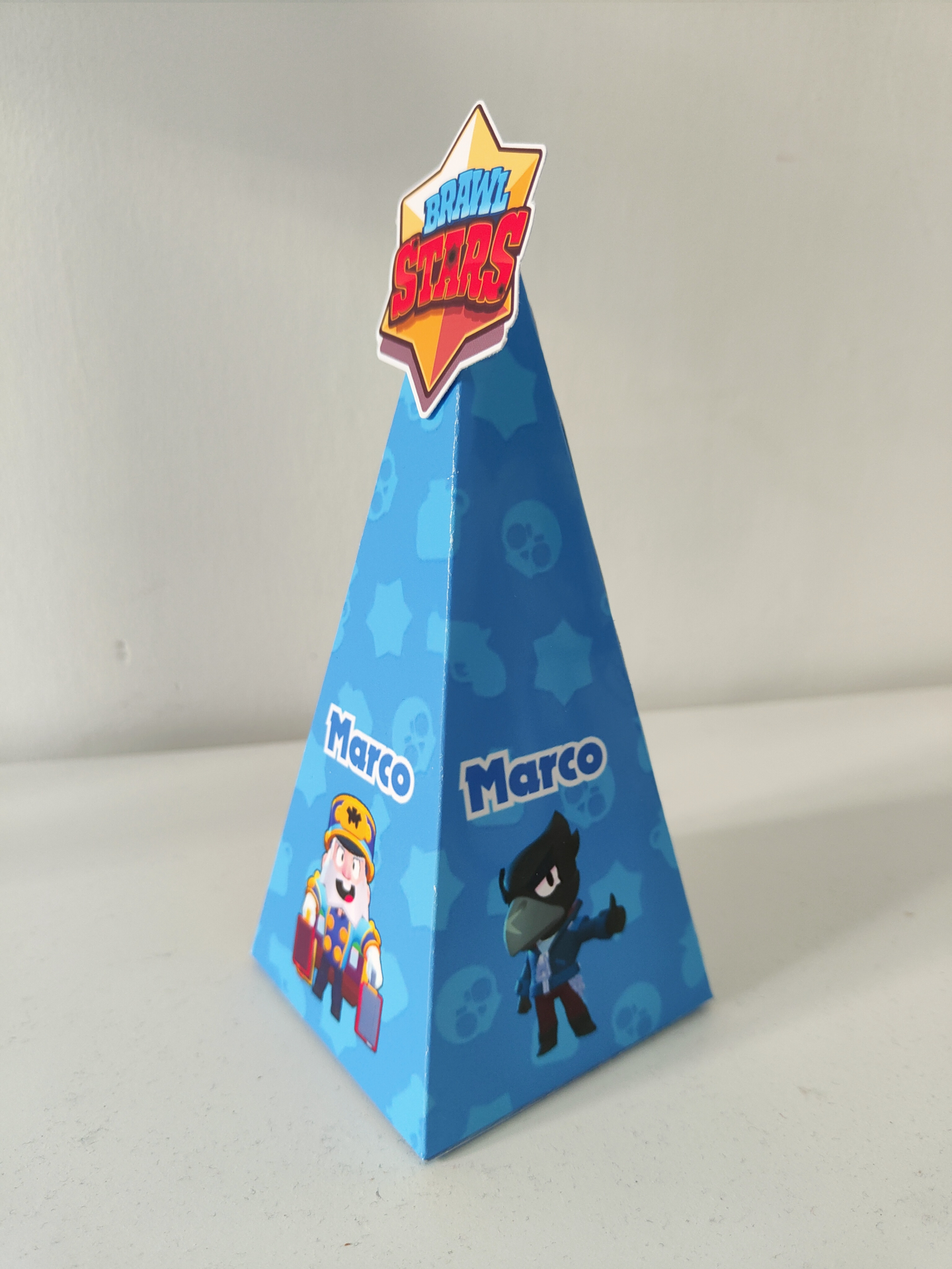 Scatola brawl stars personalizzata a piramide personalizzabili con nome e anni per confezione regalo porta confetti caramelle gadget da regalare a fine festa di compleanno a tutti i bambini