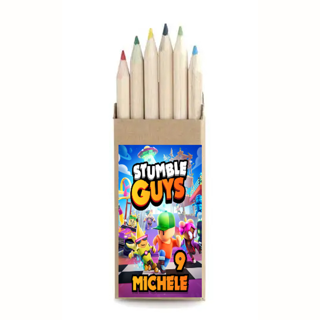 set matite colori personalizzate animali fattoria regalini fine festa compleanno stumble guys 2