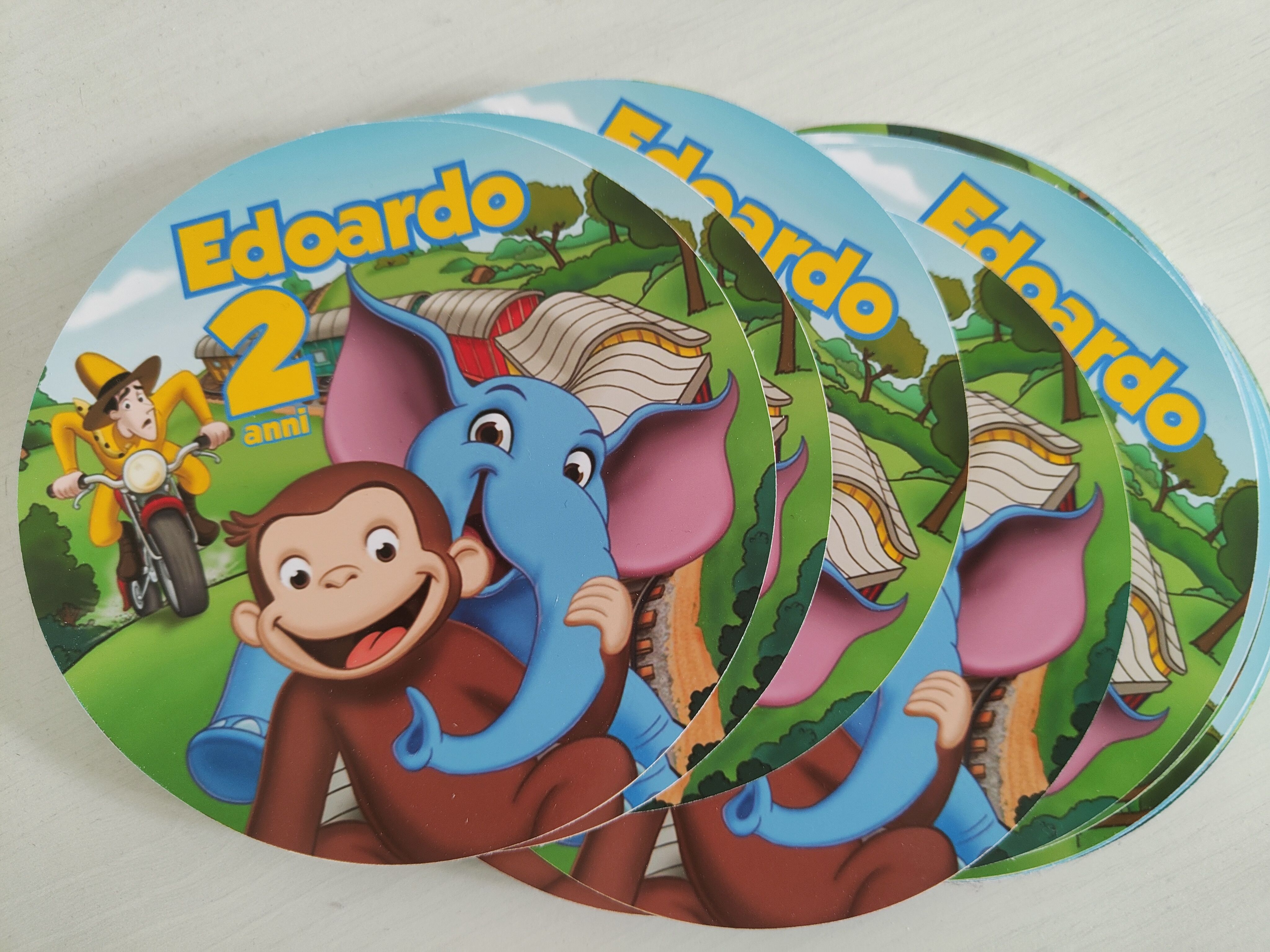 Dischi tondi piatti carta curioso George personalizza kit festa