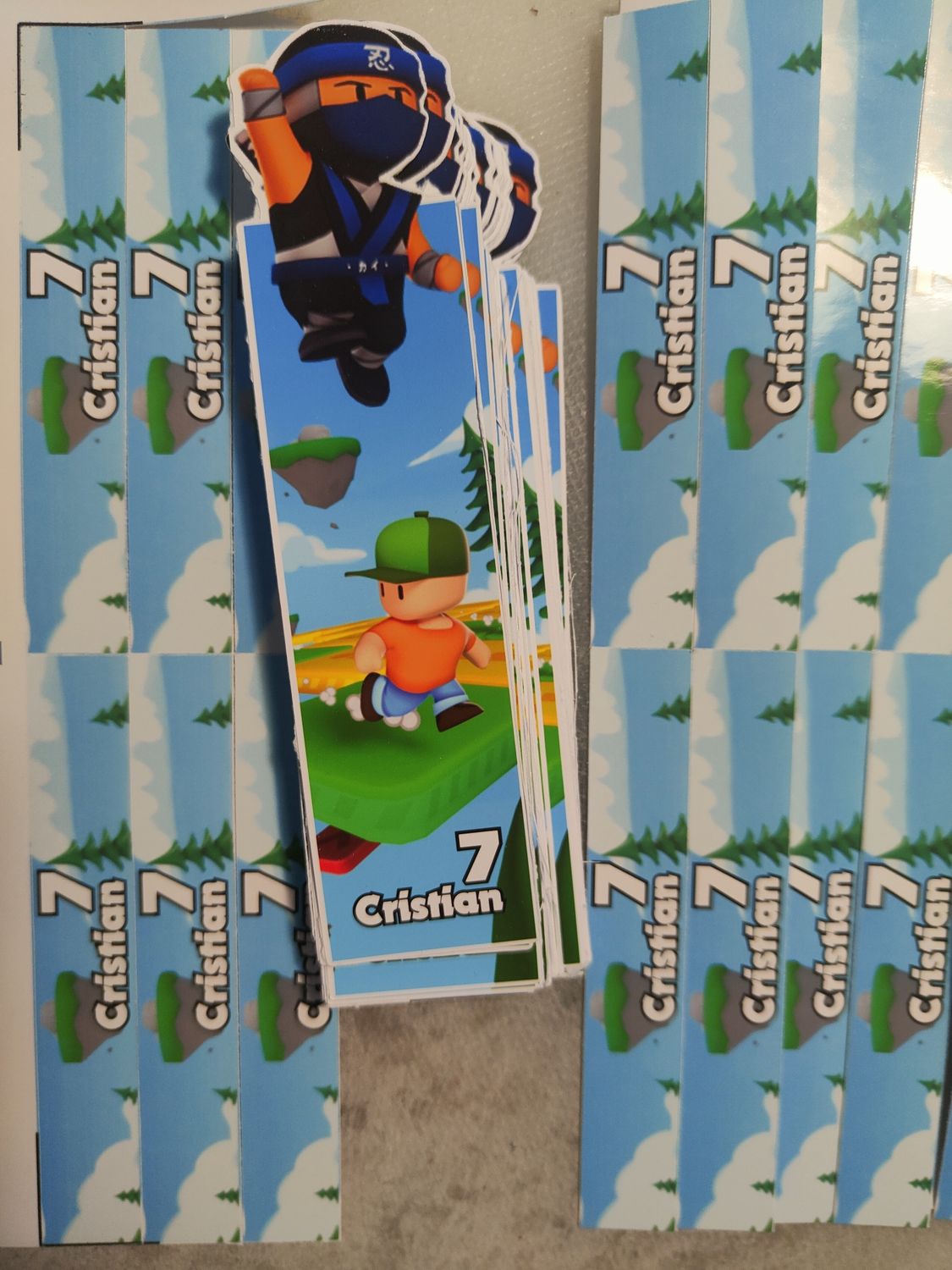 Segnaposto barrette Kinder Stumble Guys personalizza festa