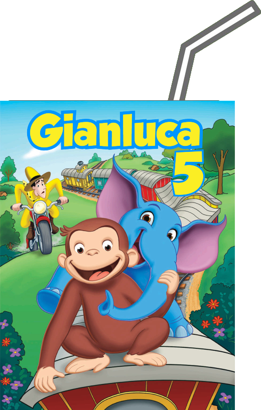 party kit festa allestimento tavolo adesivi succo di frutta scimmietta curioso george personalizzati