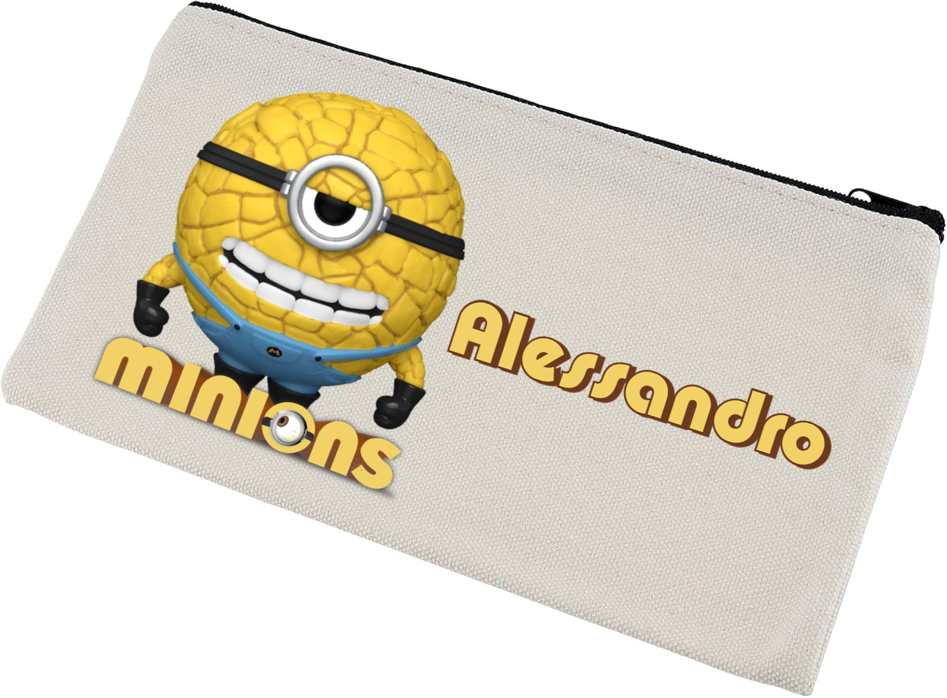 astucci tombolini matite personalizzati con singoli nomi bambini invitati alla festa di compleanno Minions