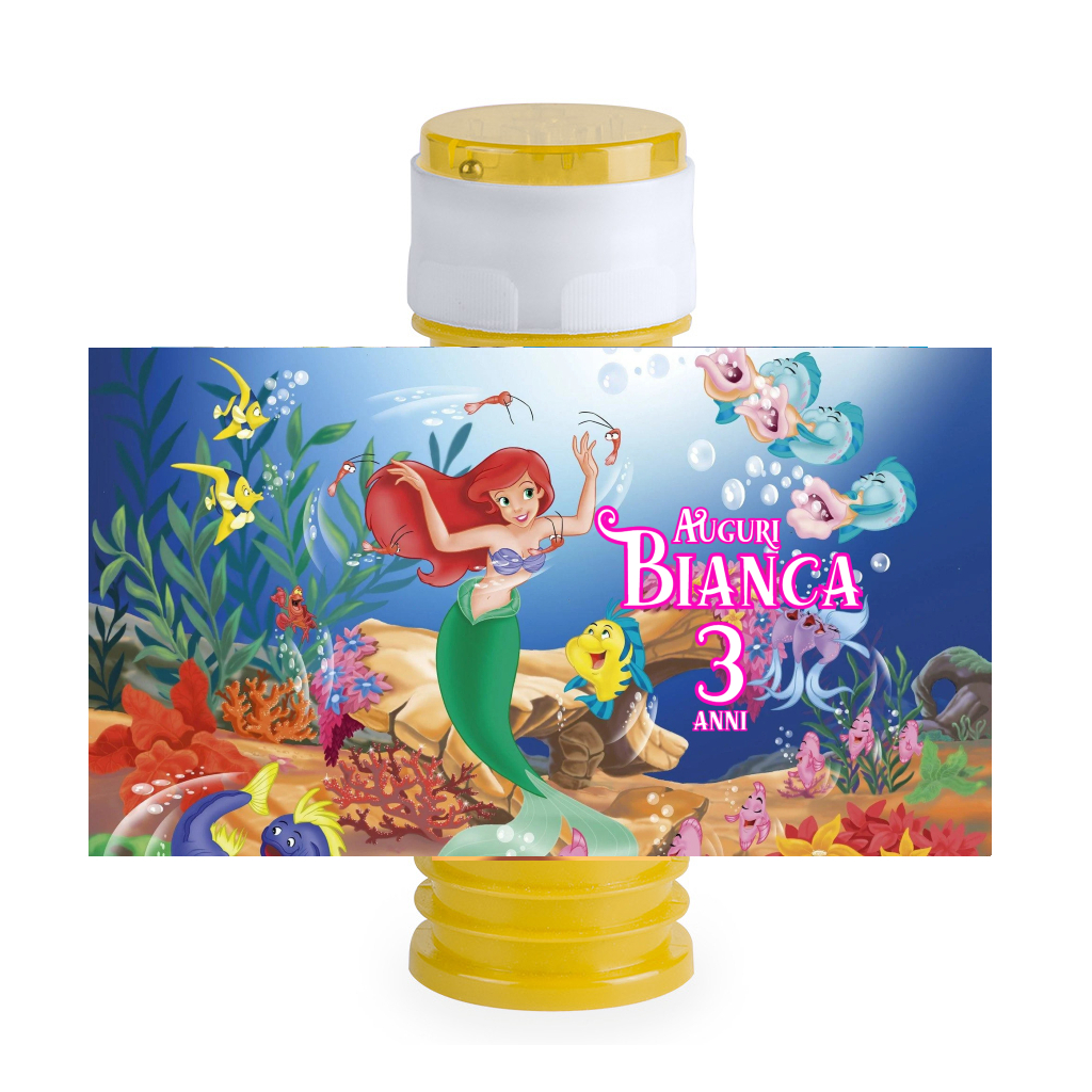 etichette adesive bolle di sapone personalizzabili ariel la sirenetta
